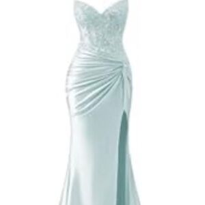 Elegant Light Blue Strapless Gown